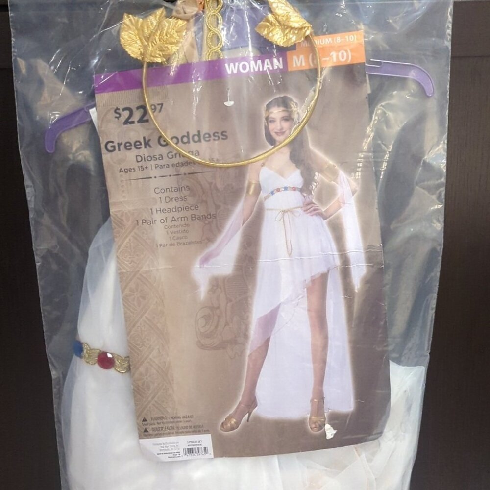 Greek Goddess White and Gold Costume - Size 8-10 M NWT